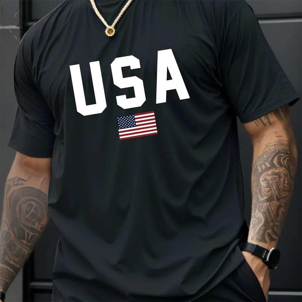Men's Summer Round Neck Letter Pattern Designer Short Sleeve T-shirt Comfortable And Breathable Polyester Fabric Slight Elasticity Regular Fit Ca