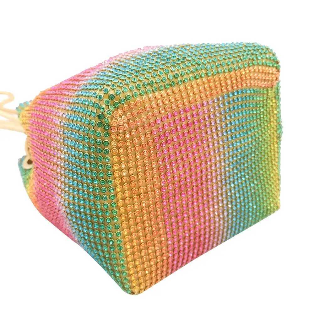 New Arrival Boutique De FGG Rainbow Women Mini Chain Shoulder Purses and Handbags Crystal Clutch Evening Bags Rhinestone Party Crossbody Bag T250227