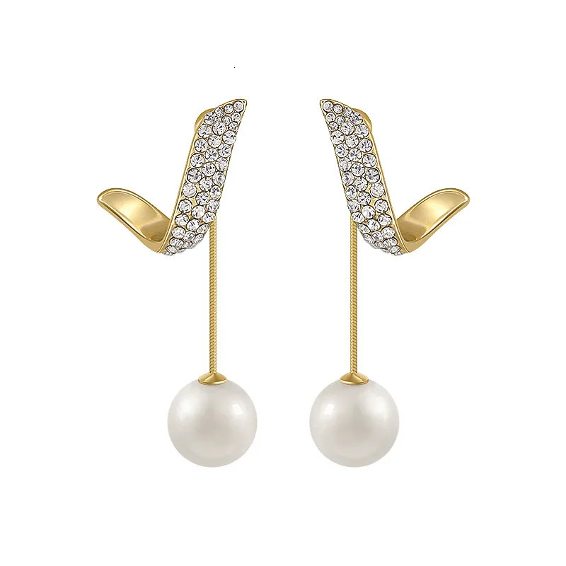 Korean Fashion Geometric Metal Pearl Pendant Drop Earrings For Woman Gothic Girls Elegant Wedding Set Custom Jewelry 250210