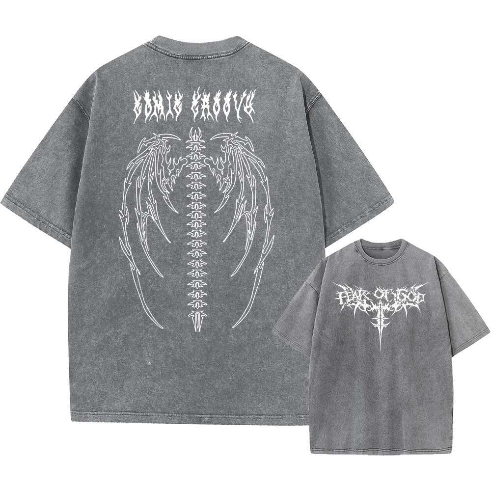 Oversized Printed Designer T-shirt Men's Gym Retro Heavyweight T-shirt Cotton Sports Loose T-shirt Hip-hop Street Fashion Top Suitable For Both M