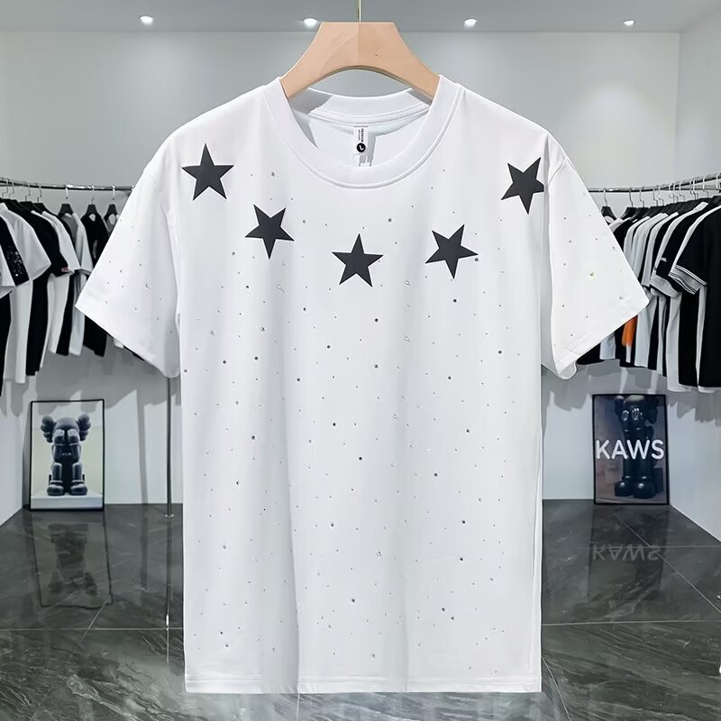 2025 plus men's casual round neck short sleeved digital printed T-shirt