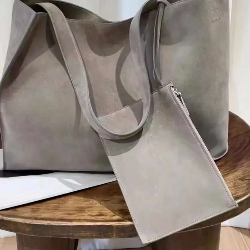 Faux Suede Large Capacity Tote Bags For Women Designer Handbags And Purses 2024 New In Vintage Simple Commuting Shoulder