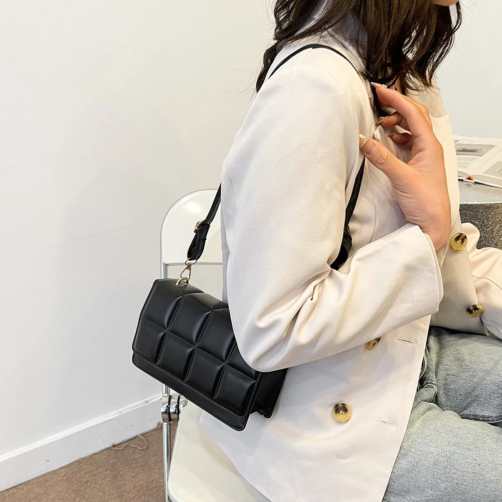 Ship from US Trendy Classic Shoulder Bag Women PU Leather Crossbody Simple Solid Color Flap Messenger Fashion Handbags Pouch 250227FBB