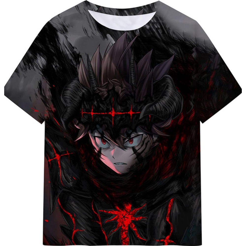 Mens T shirt Men's T-Shirt 3D Printed Anime Unisex T-Shirt, Black Clover Summer Street Fashion Short Sleeves tee Casual tops summer clothes