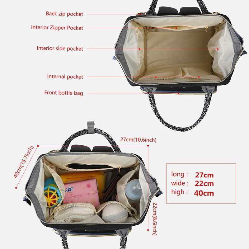 Diaper Bags New Original LEQUEEN Leopard Print Mommy Diaper Bags Baby Stroller Bag Large Capacity Nappy Backpack Mom Baby Nursing Bags Y250227WCXT