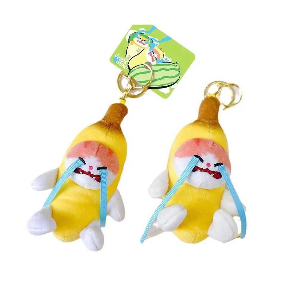 Fashionable voice keychain bag pendant cat doll interesting three key chain plush toy gift with crying creativity Free shipping