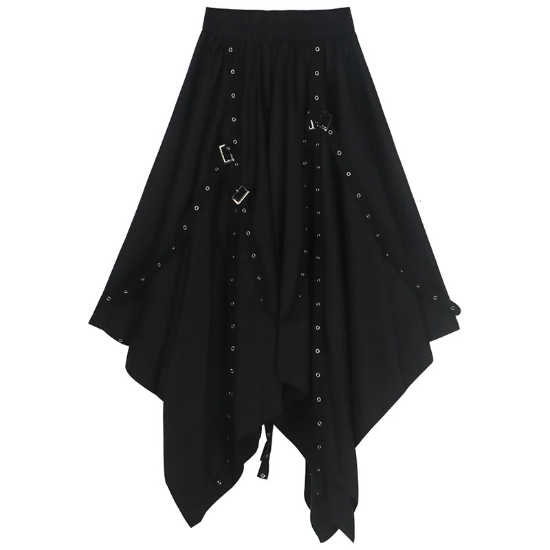 Y2k Skirt Cosplay Punk Womens Steampunk Gothic Vintage Victorian Gypsy Hippie Party Harajuku Black Skirt 250224