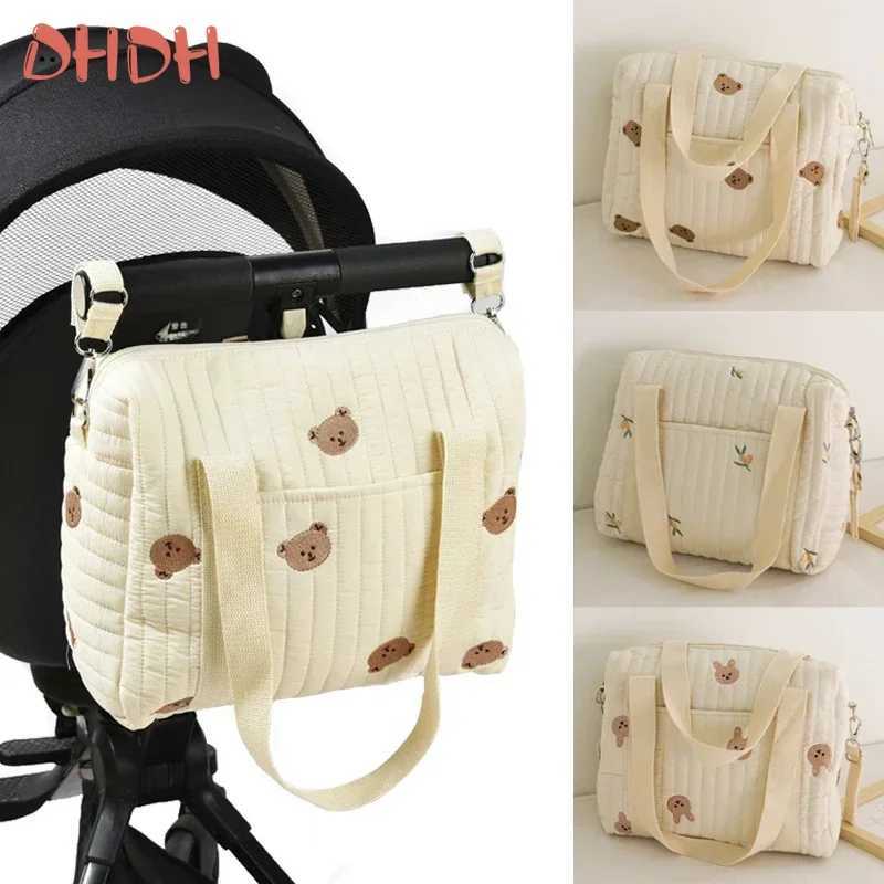 Diaper Bags Cute Bear Baby Stroller Nappy Bag Embroidery Flower Mommy Bag Soft Maternity Shoulder Pack Portable Baby Diaper Organizer Bag Y250227LTKM