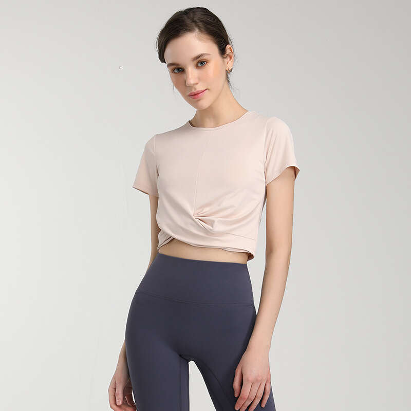 Sports cover up, summer yoga top, running speed drying short sleeved T-shirt, fashionable fiess clothing, women's 2025 new casual fashion trend c