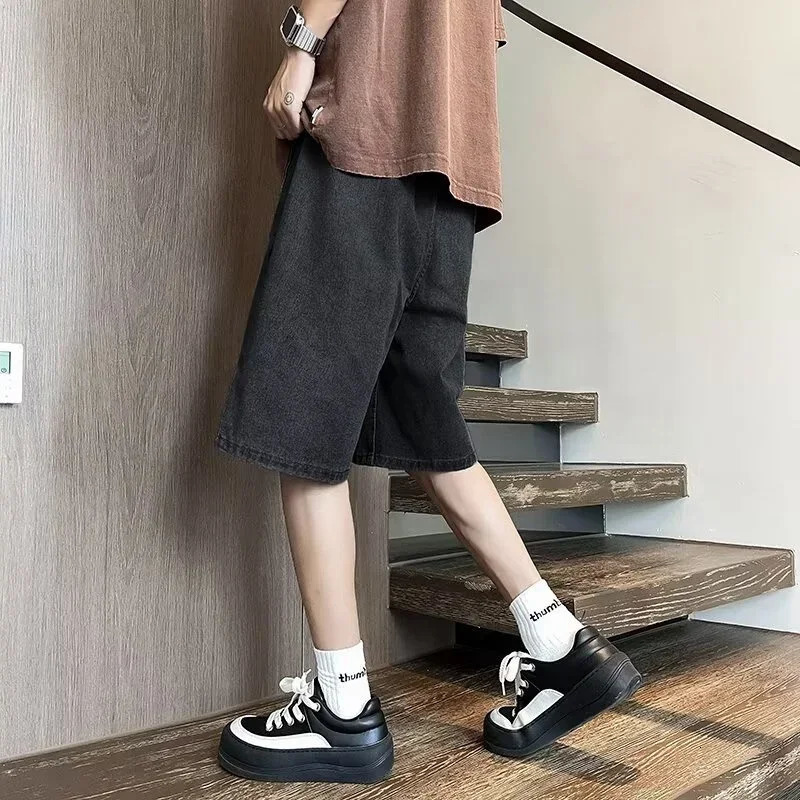 Summer Baggy Ripped Jorts For Men Y2K Streetwear Denim Shorts Retro Casual Pants Wide Leg Straight Blue Bermuda Jean 250226