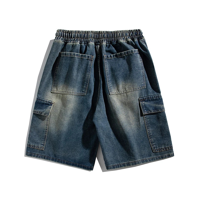 Summer Fashion Male Denim Shorts Vintage Nostalgic Loose Casual Short Jeans Elastic Waist Classic Mens Cargo Streetwear 250226