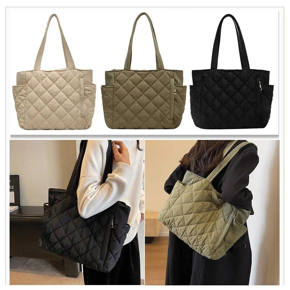 Ship from US Women Padded Hobo Handbag Casual Lightweight Adjustable Strap Top Handle Bag Diamond Quilted Tote Slouchy Travel 250227FBB