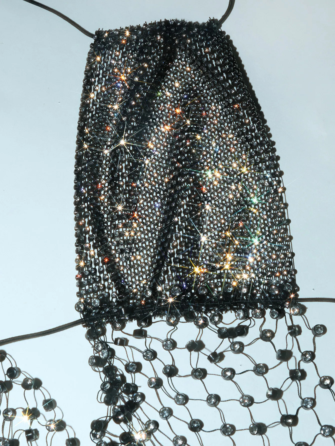y Shiny Rhinestone Backless Tank Top For Women Sexy V Neck Halter Mesh Diamonds Tassel Camisole Party Club Sling 250226