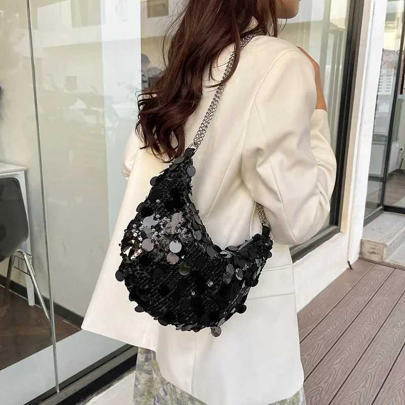 New Arrival Fashion sequined womens evening bag luxury chain cross body bag retro womens wallet and handbag trend shoulder bag T250227