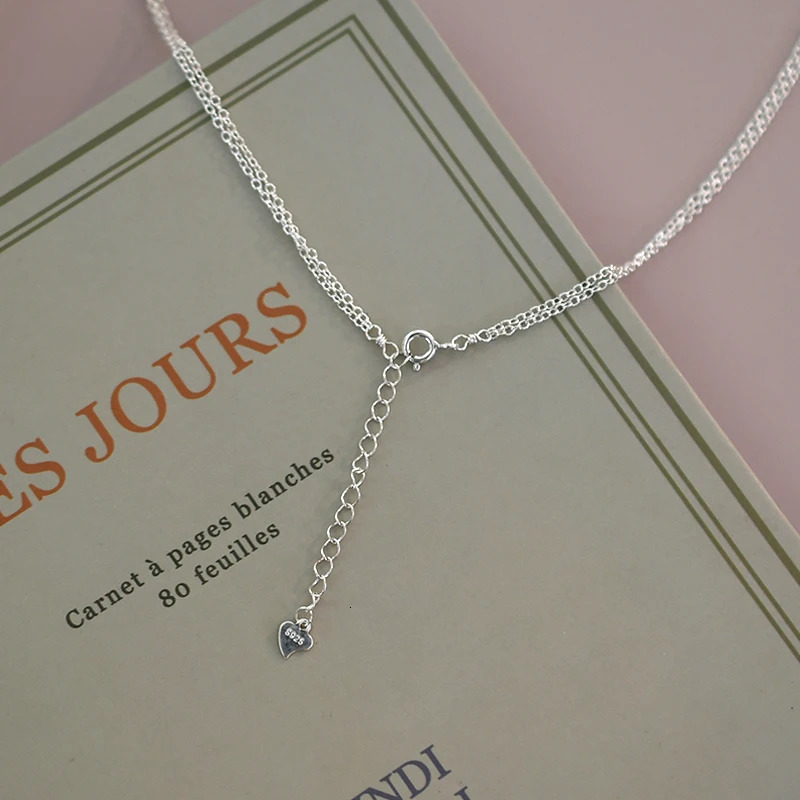 ASHIQI Natural Freshwater Pearl Double Necklace 925 Sterling Silver Chain for Women Female Pearl Choker Fashion Jewelry 250222