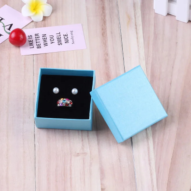 24 Square Jewelry Travel Organizer Gift Box with Black Sponge Eco Friendly Small Favors Ring Storage Box 5x5cm Cardboard Case 250222