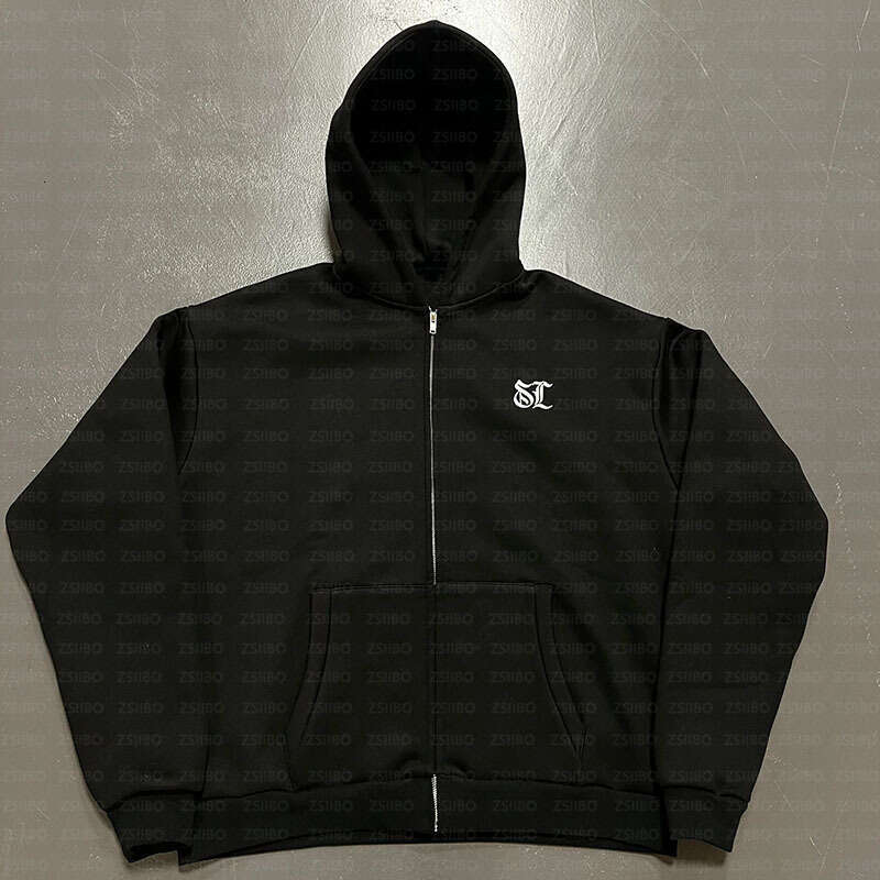 Autumn Winter Fashion Simple and Personalized Daily Letter Embroidery Zipper Pocket Long Sleeve Hoodie Top