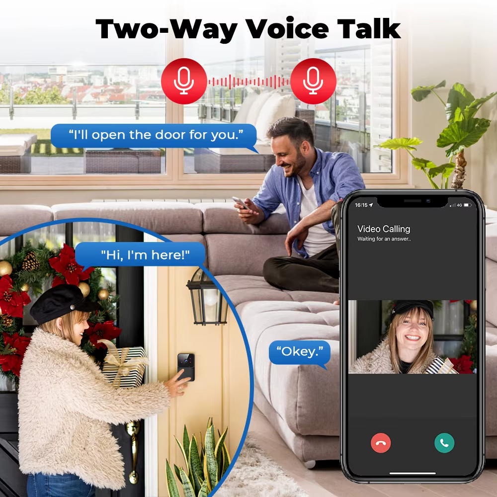 WiFi Doorbell Home WiFi Wireless Doorbell DC AC Battery Powered Camera Bell with Doorbell Camera