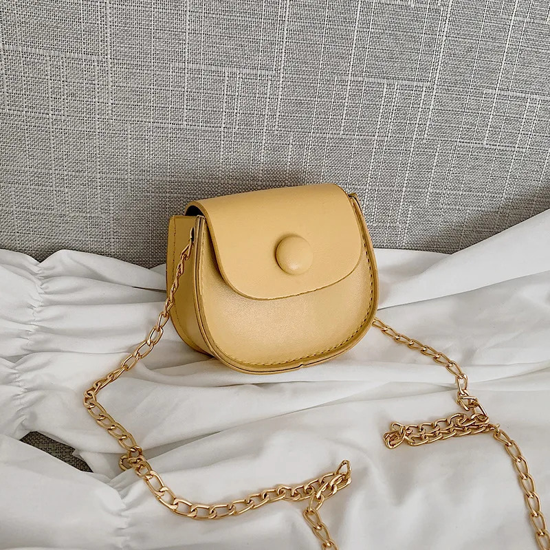 Ship from US Elegant womens bag autumn mini solid color shoulder fashion chain crossbody saddle 250227FBB