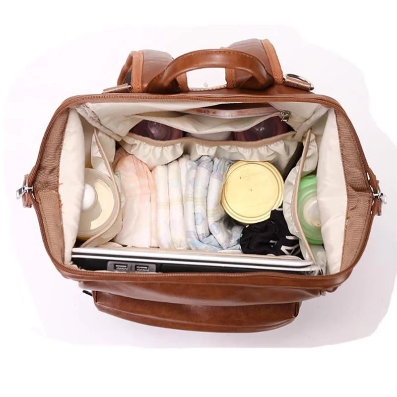 PU Leather Diaper Bag Backpack Waterproof Maternity Bag for Stroller Baby Mummy Bags PU Nappy Bag Large Capacity Bottle bag 250227