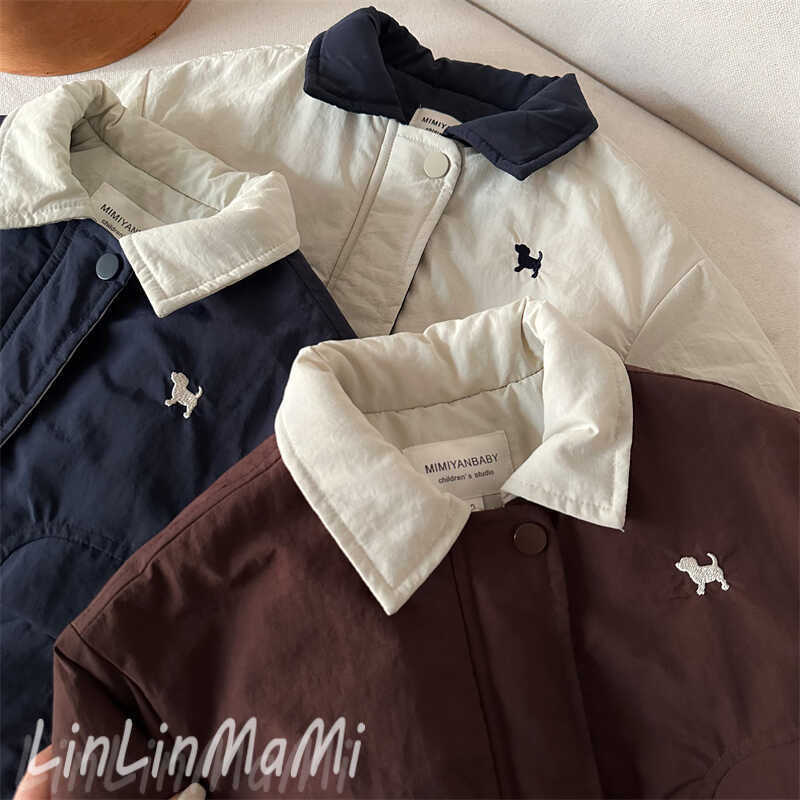 Jackets Childrens cotton clothing 2025 autumn and winter collection trendy brand outerwear for boys and girls cartoon puppy baseball jacket for boys a