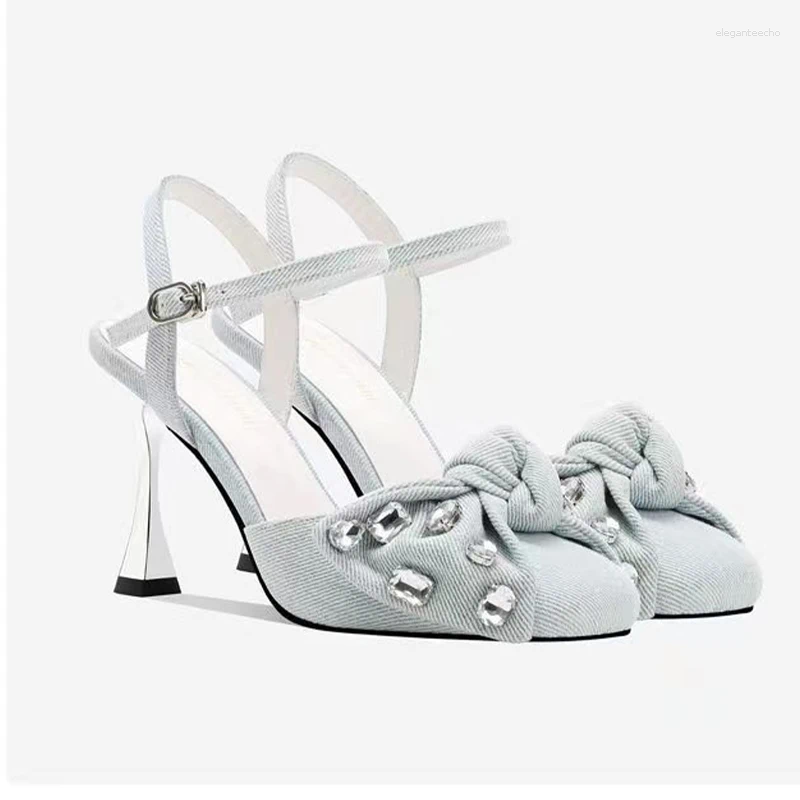 2025 S Fashion Designer Sandals Bow Women S Crystal High Heels Elegant Shoes Cowboy Pumps Slippers Party Dress Brand Woman Atillas