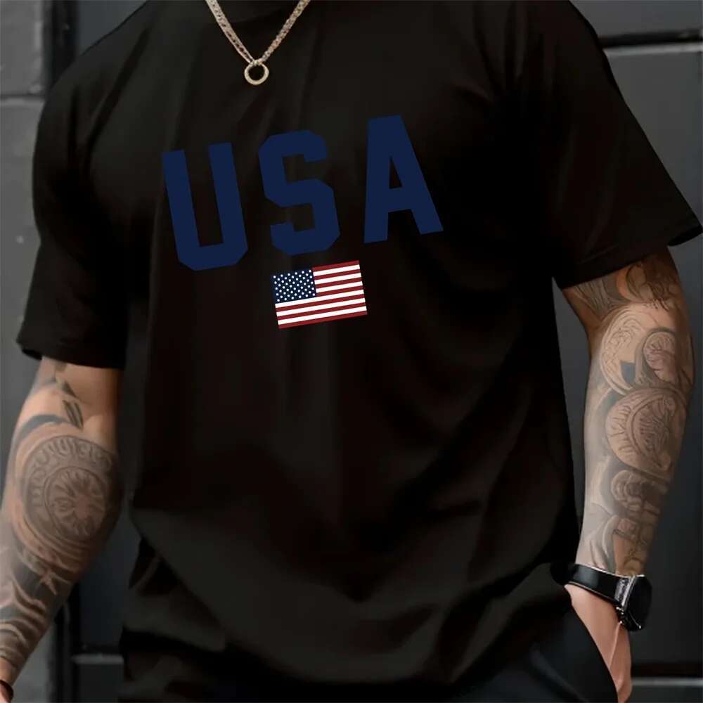 Men's Summer Round Neck Letter Pattern Designer Short Sleeve T-shirt Comfortable And Breathable Polyester Fabric Slight Elasticity Regular Fit Ca
