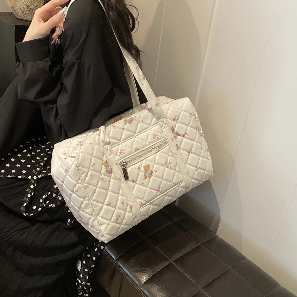 Ship from US Women Cute Baby Diaper Bag Large Capacity Quilted Nappy Adjustable Strap Maternity Female Outdoor Daily 250227FBB