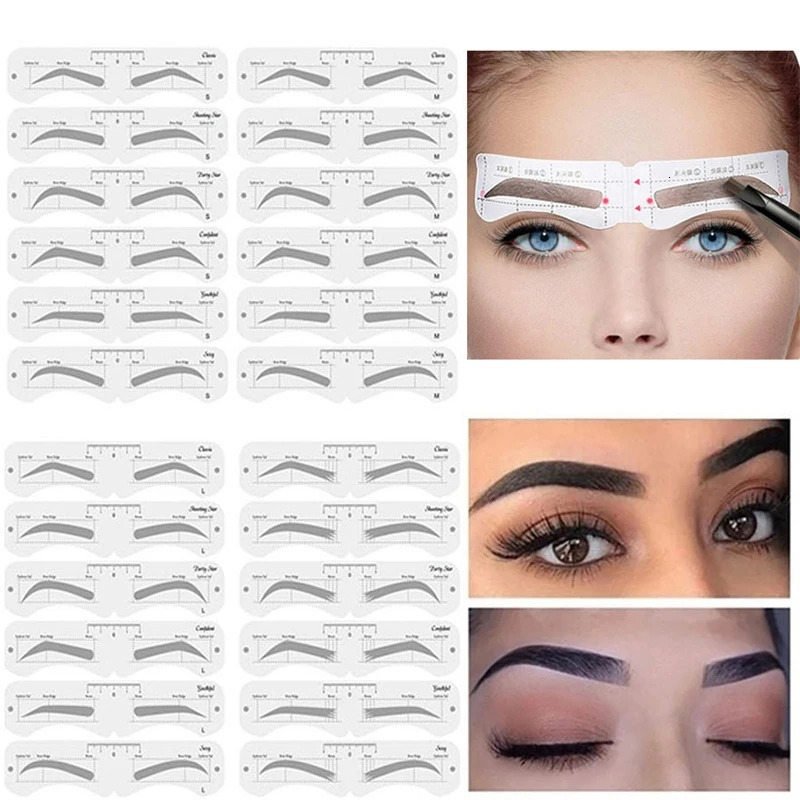 Reusable Eyebrow Stencil Set Soft Ruler Brow Definer Eye Brow Drawing Guide Styling Shaping Grooming Template Card Makeup Tools 250224