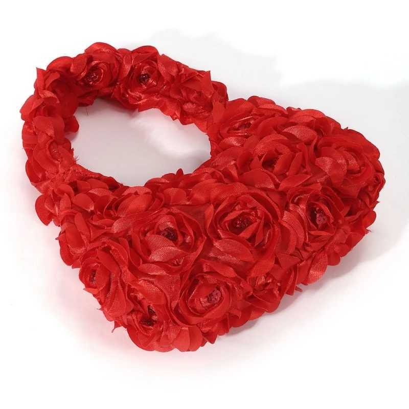 New Arrival Trendy 3D Rose Flower Sequined Satin Handbag Women Elegant Wedding Banquet Prom Party Clutch Purse Lightweight Small Evening Bag T250227
