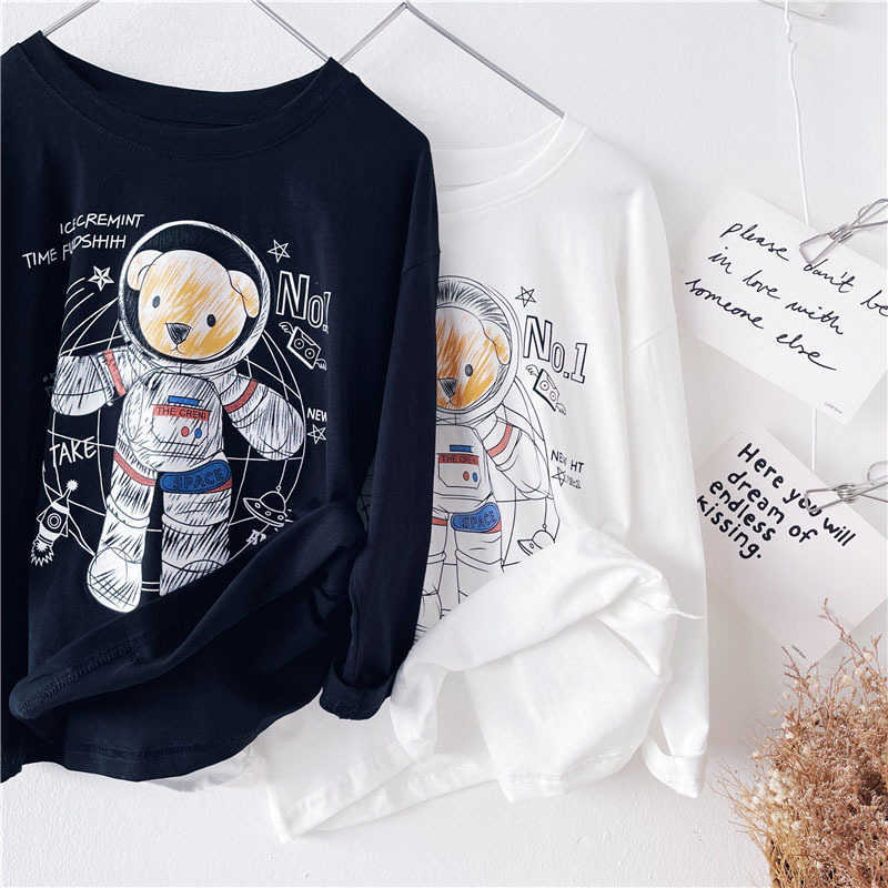 Tshirts Pure cotton childrens clothing 2025 spring collection new mens and womens cartoon Tshirt childrens long sleeved base shirt spring and autumn t