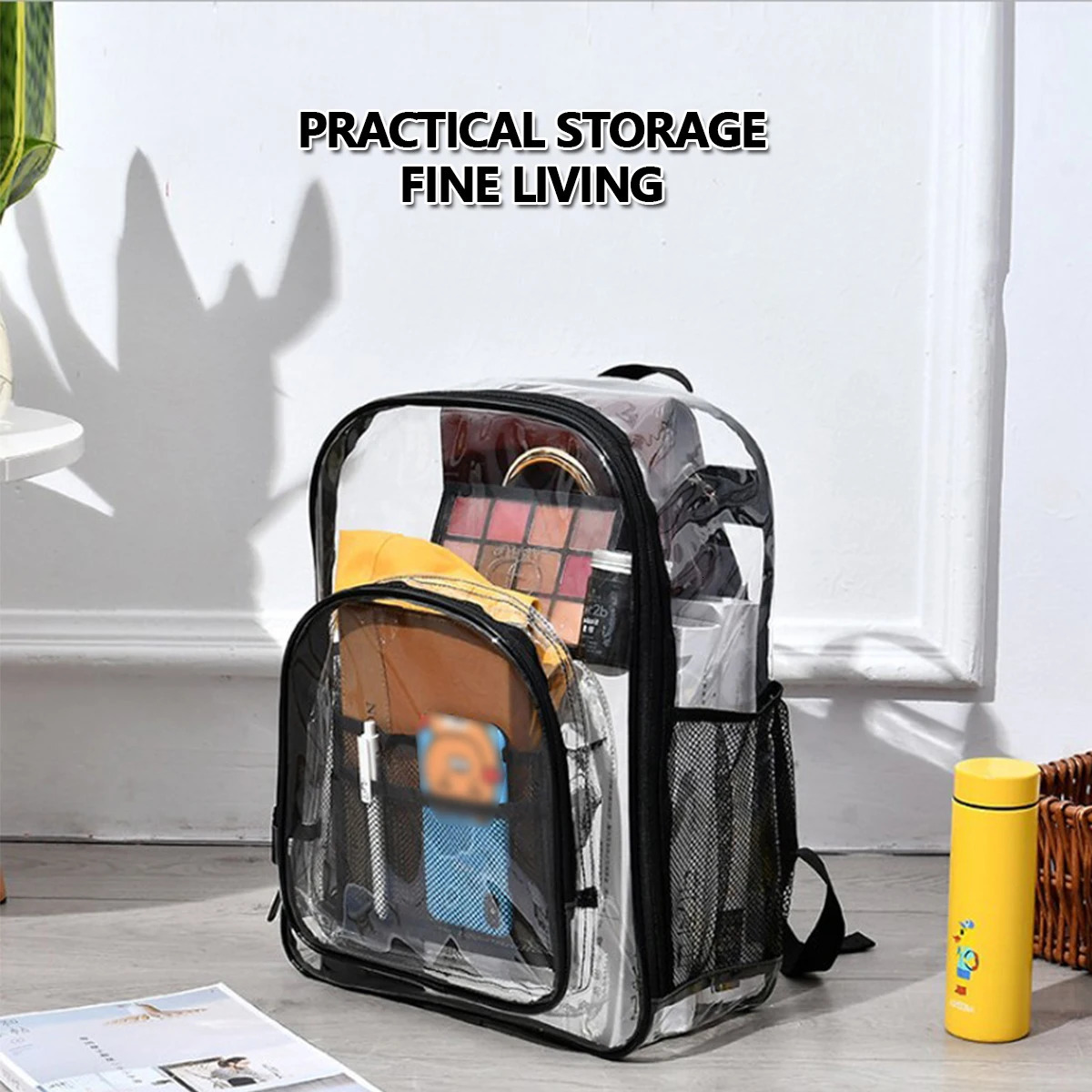 Ship from US Fashion Transparent PVC Backpack Waterproof Women Backpacks Clear for Teenagers Outdoor Sport Large Capacity Bag 250227FBB