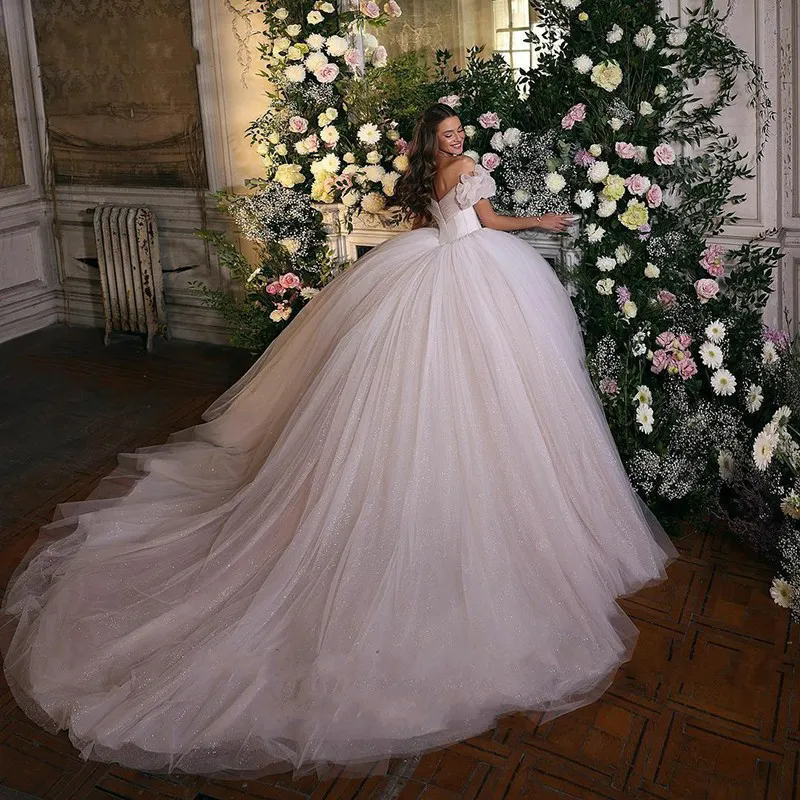 Off The Shoulder Long Sleeves Bridal Gowns White Ivory Lace Appliques Wedding Dresses for Women Vestido De Noiva Plus Size 03
