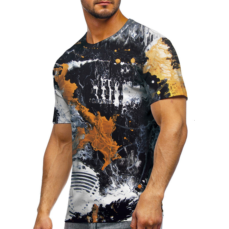 Designer Fashion Trend Versatile Summer New 3D Printed 2025 Casual Short Sleeved T-shirt Men's Clothing