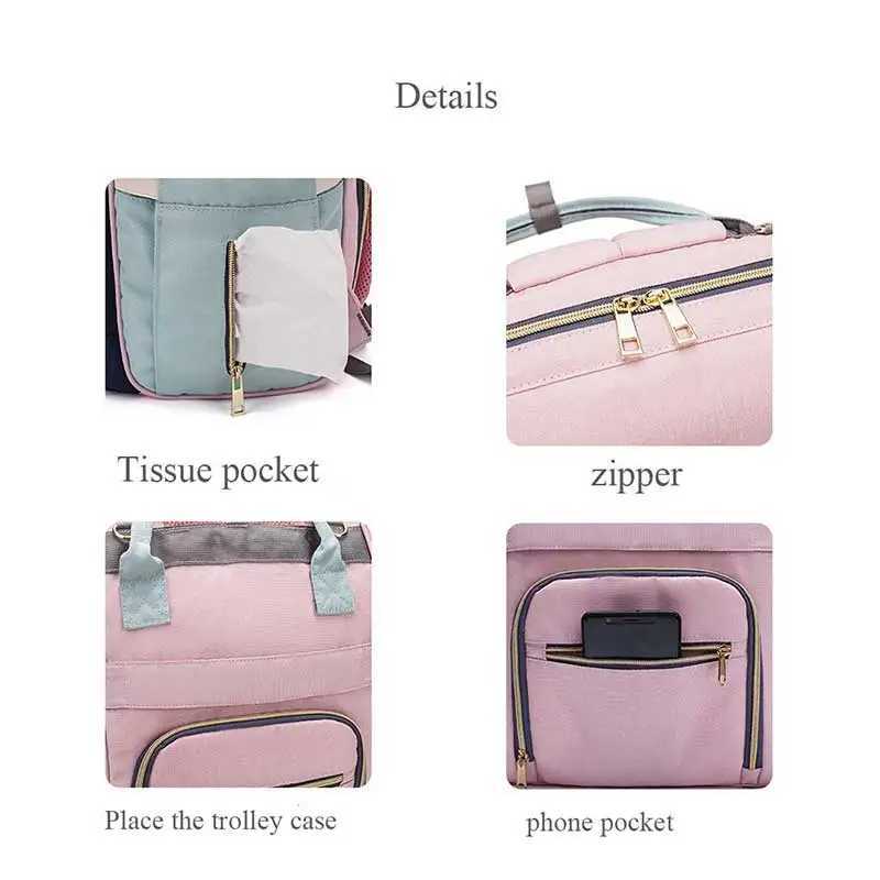 Diaper Bags Lequeen Fashion Mummy Maternity Nappy Bag Brand Large Capacity Baby Bag Travel Backpack Designer Nursing Bag for Baby Care Y250227XAP2