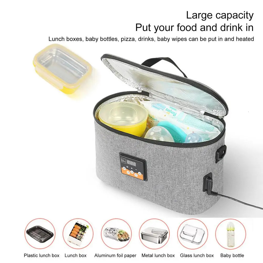 Ship from US Food Warming Tote Portable Electric Warmer Lunch Bag Bottle Heating Insulation Outdoor Car Milk Heater Liquid 250227FBB