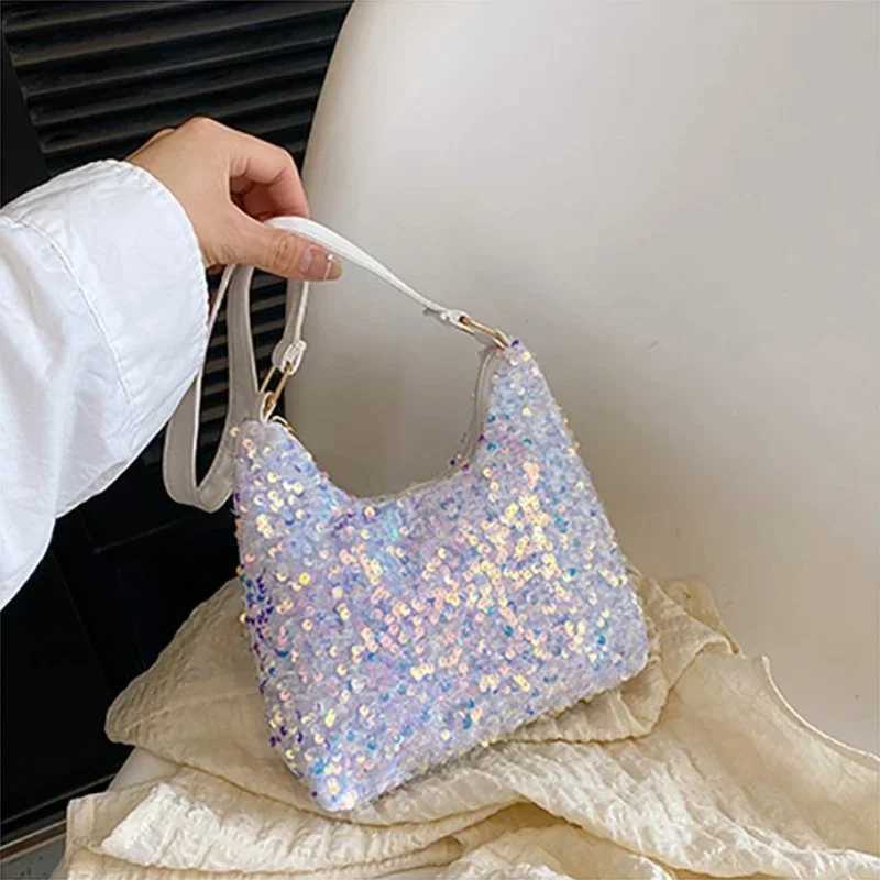 New Arrival New fashion contrast sequin shoulder bag colorful sequin casual cross body bag womens Versatile PU leather zipper underwear bag T250227