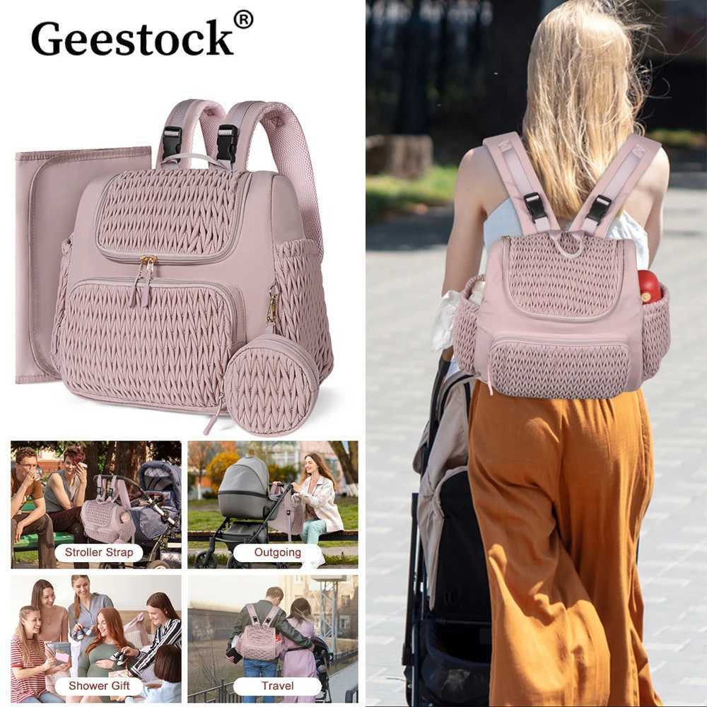 Diaper Bags Geestock Diaper Bags For Baby Large Capacity Mommy Bag Travel High Quality Supplies For Pregnant Women Babies Backpacks Y250227XOSU