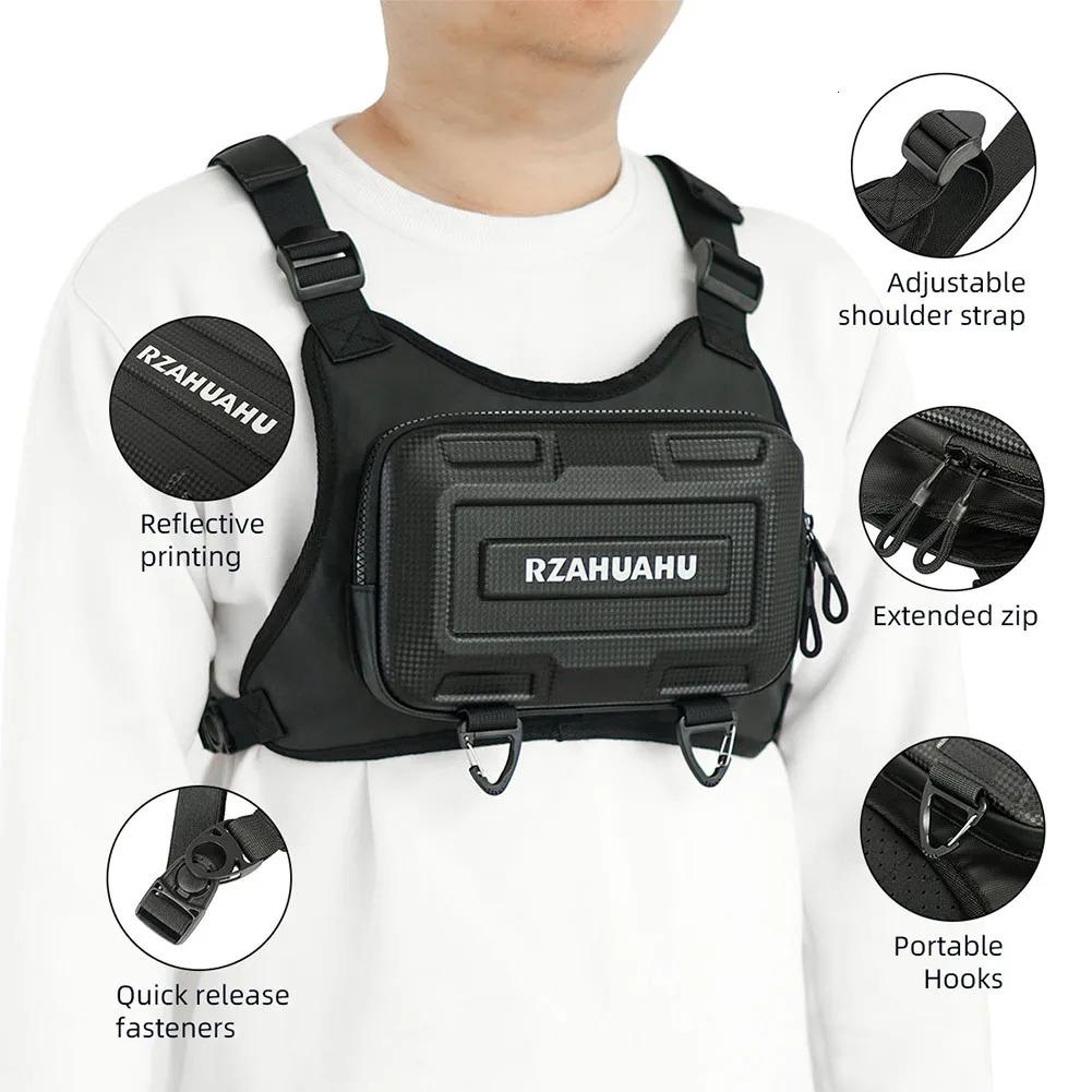 Ship from US Sports Functional Tactical Chest Bag For Men Fashion Hip Hop Vest Streetwear Waist Pack Unisex Black Rig 250227FBB