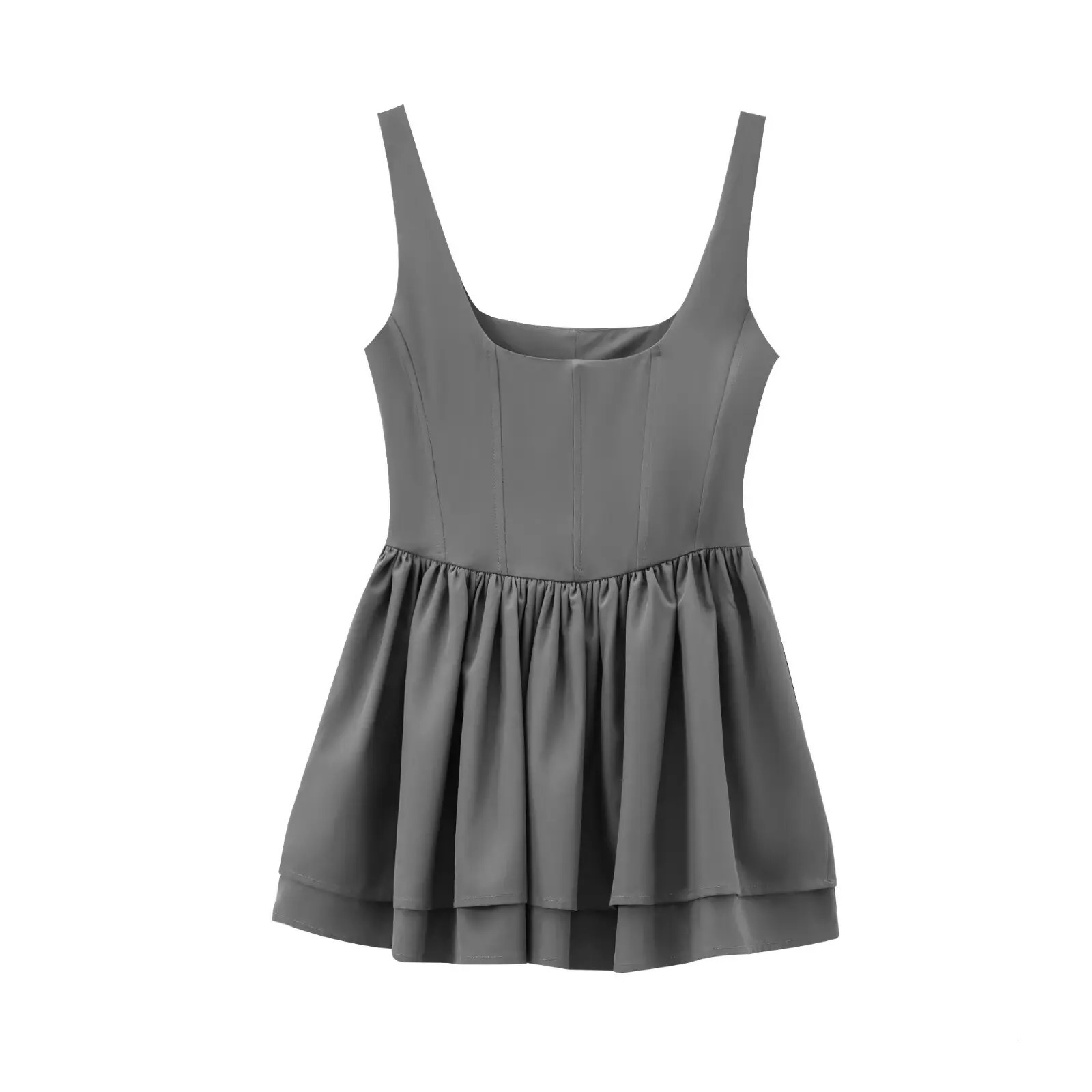 Fashion Solid Sling Mini Dress For Women Square Collar Sleeveless Backless Evening Party Short Dresses Female Club Chic 250226