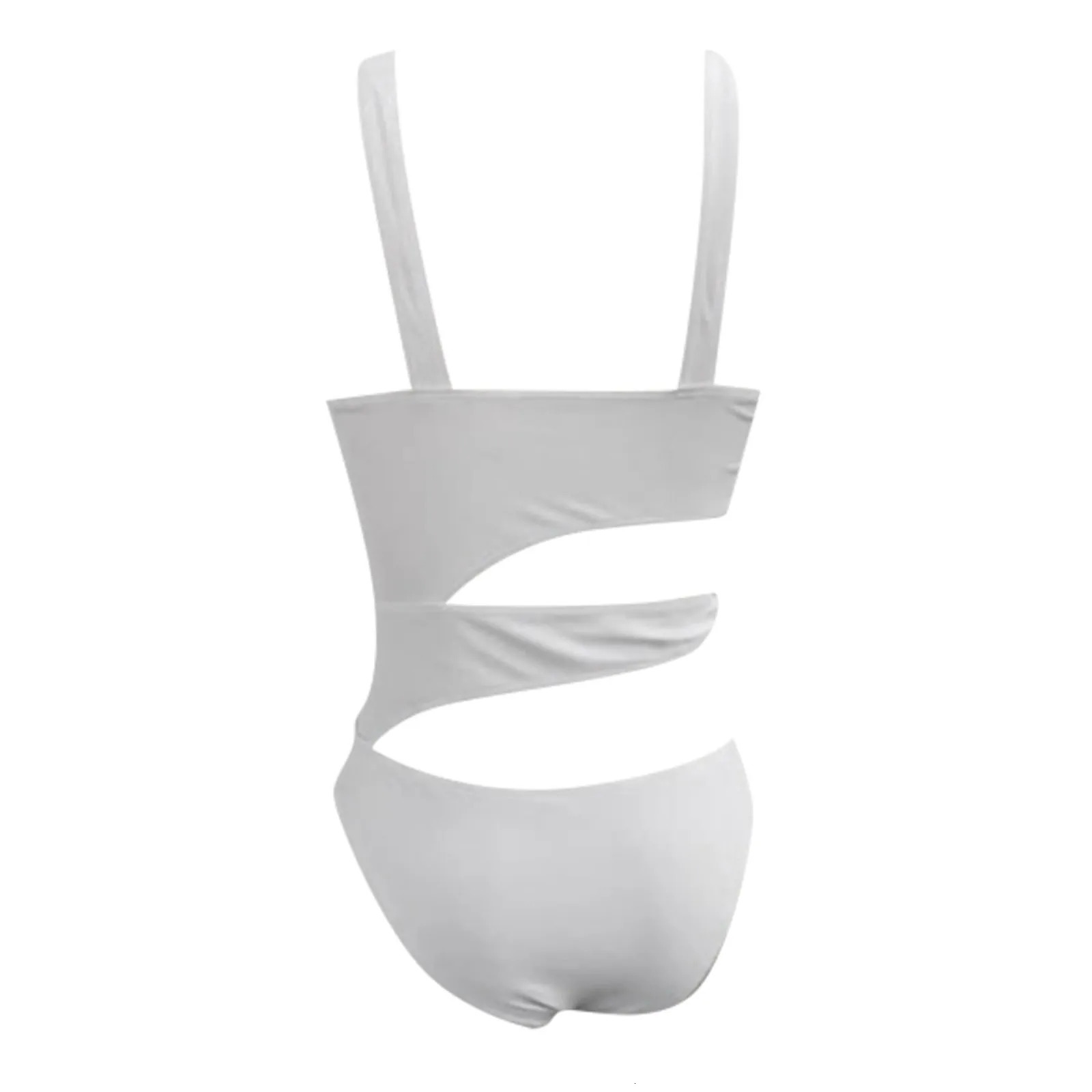 Sexy Halter Irregular Cutting Bikini Set Push-Up Bra Padded Swimsuit White Slim Beachwear High Leg Cut Loop Swimwear 250226