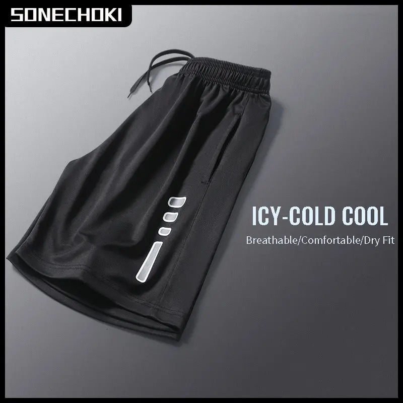 SONECHOKI Running Shorts Men Striped Printing Loose Basketball Sport Gym Breathable Fitness Training Workout Bottom Male 250226