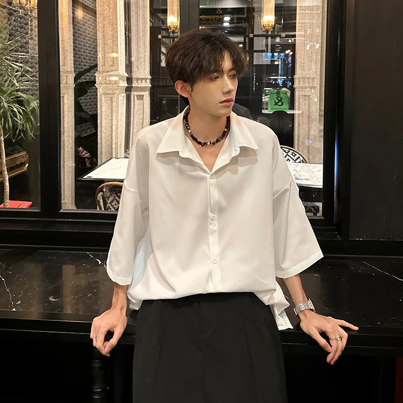 Summer Short Sleeved Shirt Men Oversized Casual Shirt Men Streetwear Korean Loose White Shirts Mens Formal Dress Shirt M-3XL 250224