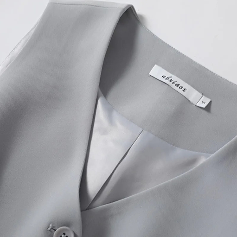 #0723 Black Gray White Short Blazer Vest Women Single Breasted Office Coat Thin Female Outerwear Spring Summer 250226