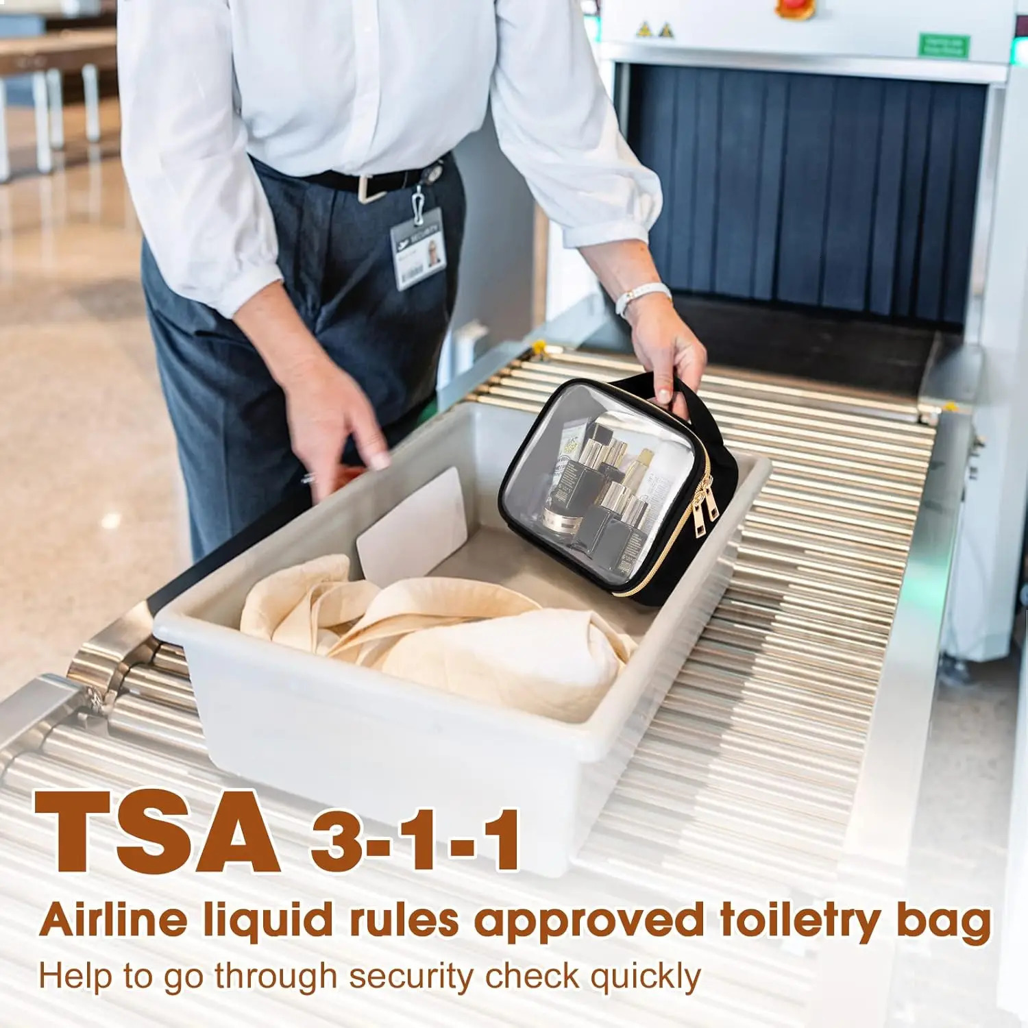 Ship from US 2 Pack Clear Makeup Bags with Handles Quart Size Toiletry PVC Cosmetic for Women and Men Carry 250227FBB