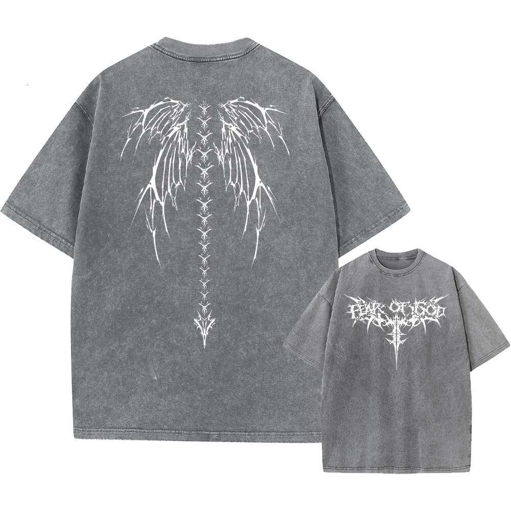 Oversized Printed Designer T-shirt Men's Gym Retro Heavyweight T-shirt Cotton Sports Loose T-shirt Hip-hop Street Fashion Top Suitable For Both M