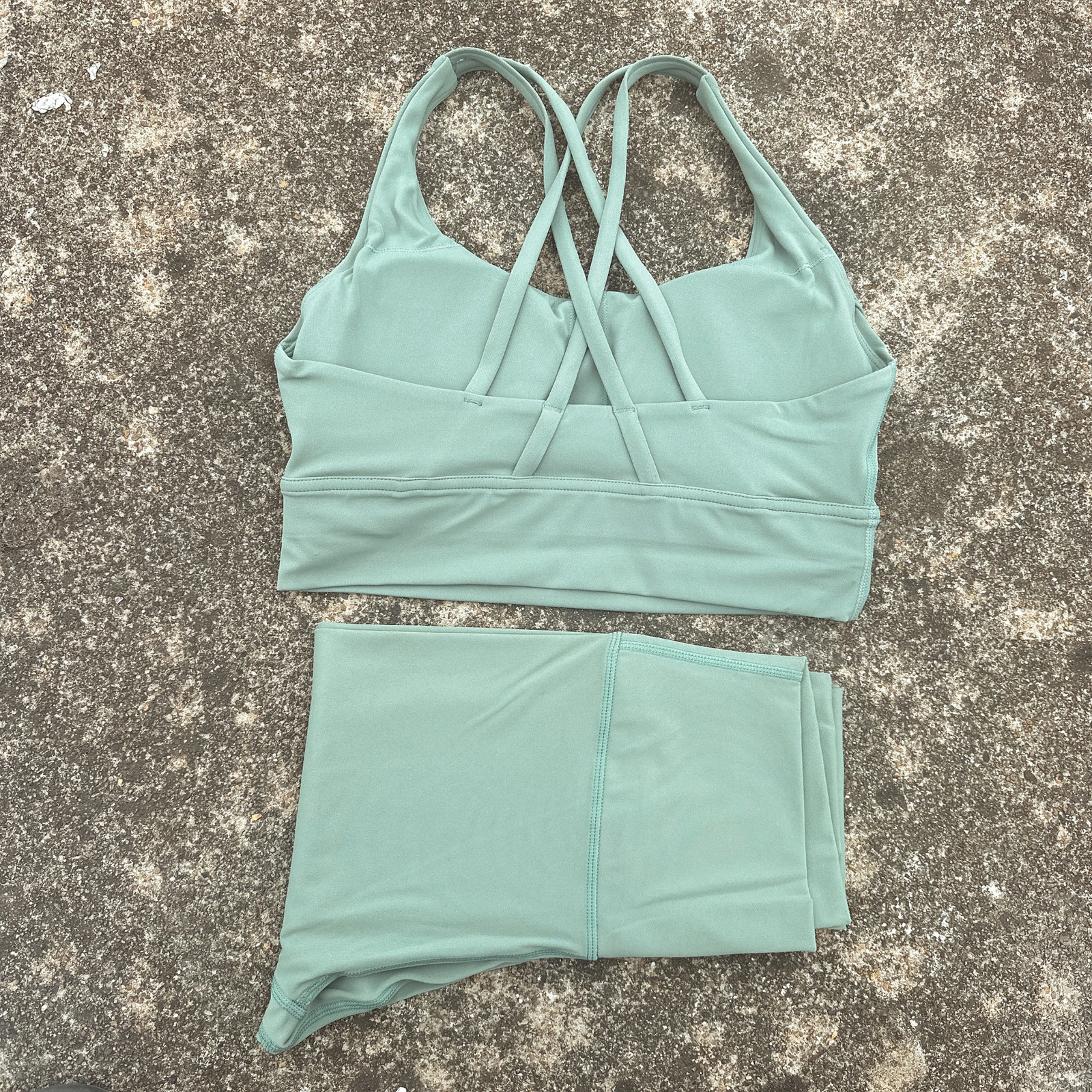 Solid Color Gym Fitness Set Tight Soft cross Fitness Bra 2pc compression High Waist Yoga Legging Suit Comprehensive Training Jog 250227