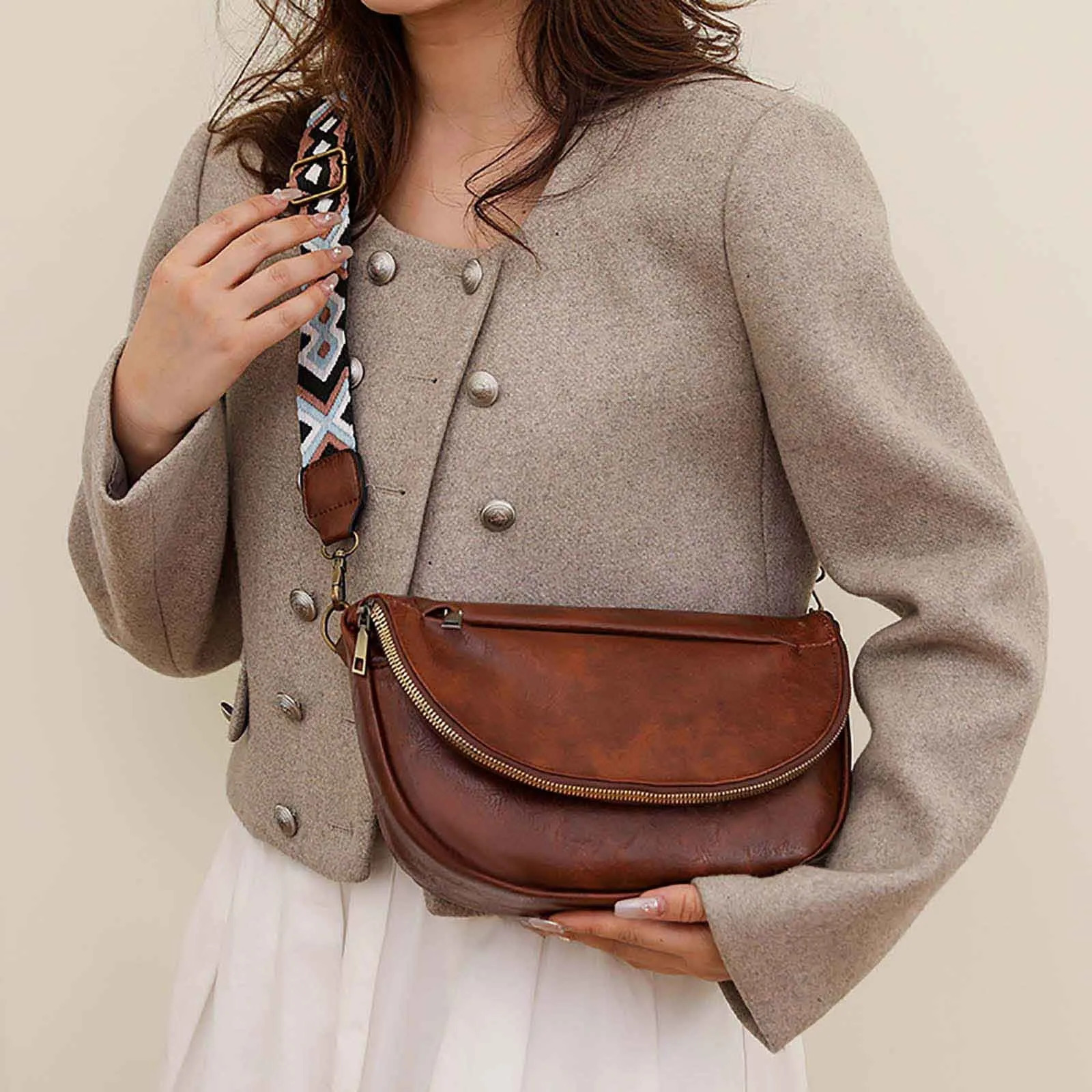 Ship from US Women Retro Shoulder Bag Fashion Casual Pu Leather Underarm Flap Crossbody Handbags Chic Ladies Street Bags 250227FBB