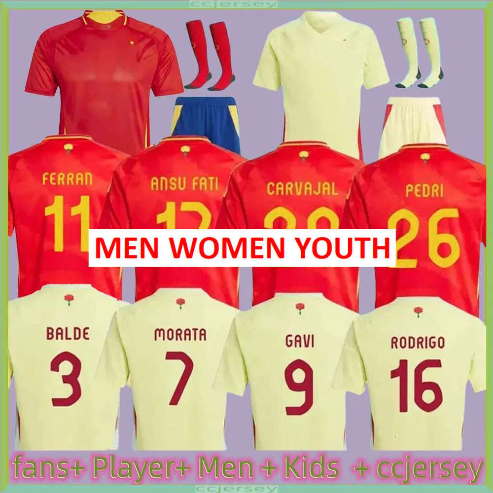 2024 Spain soccer jerseys 24 25 PEDRI MORATA FERRAN KOKE GAVI LAMINE YAMAL fans Player football shirts men kids kits LLORENTE ANSU FATI CARVAL OLMO Espana