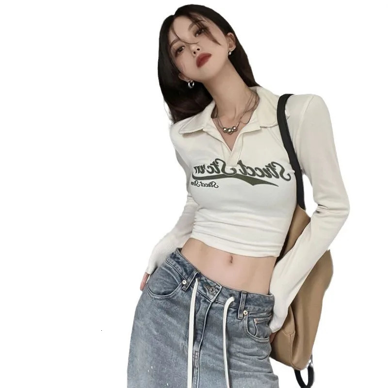 SpringSummer Street Beauty Wearing Spicy Clothes Top Tshirt Y2K Tight Baby Girl Long Sleeve Women 250226